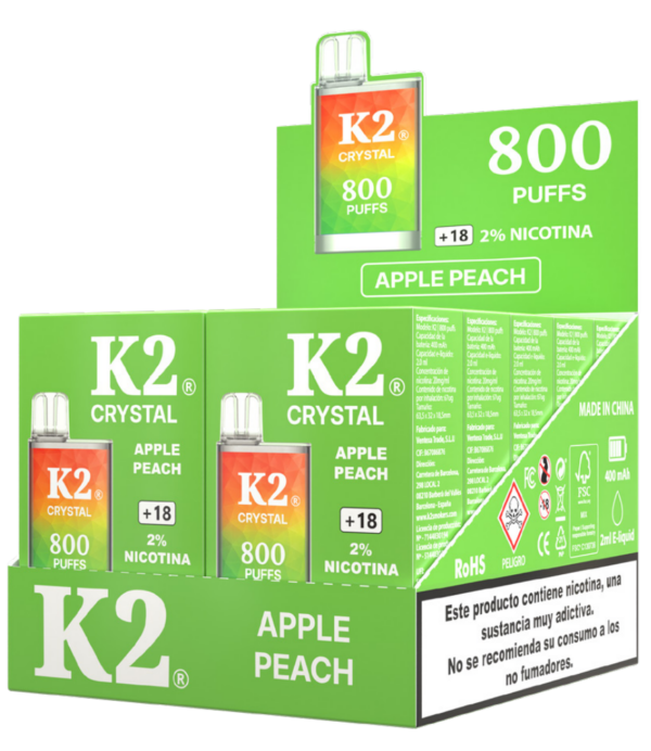 K2 Vape 800 Puffs 2% – Apple Peach