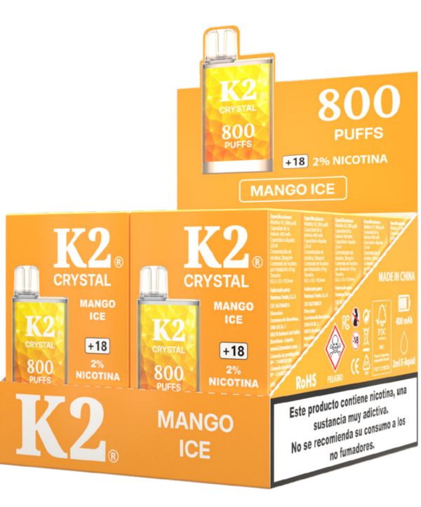 K2 Vape 800 Puffs 2% – Mango Ice