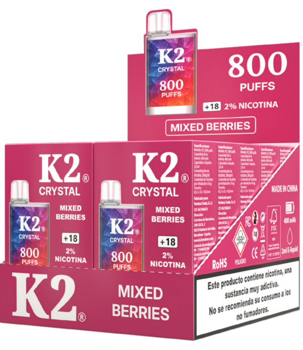 K2 Vape 800 Puffs 2% – Mixed Berries