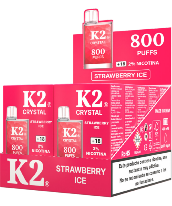 K2 Vape 800 Puffs 2% – Strawberry Ice