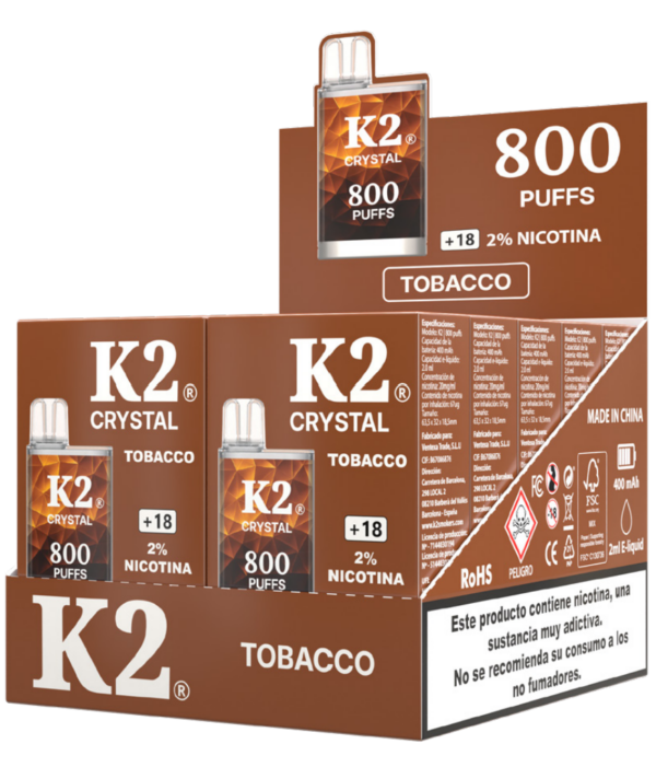 K2 Vape 800 Puffs 2% – Tobacco