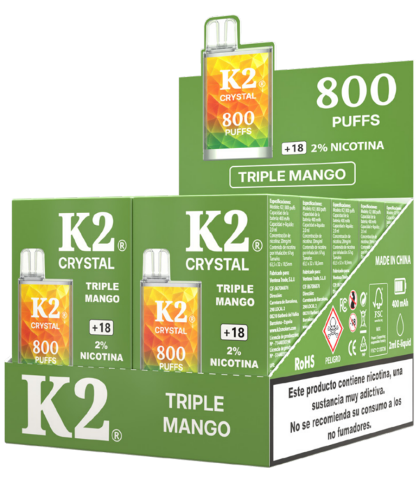 K2 Vape 800 Puffs 2% – Triple Mango