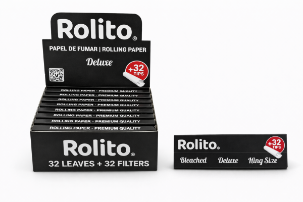 Rolito Deluxe King Size Slim Rolling Paper + Tips (32 Leaves + 32 Filters)